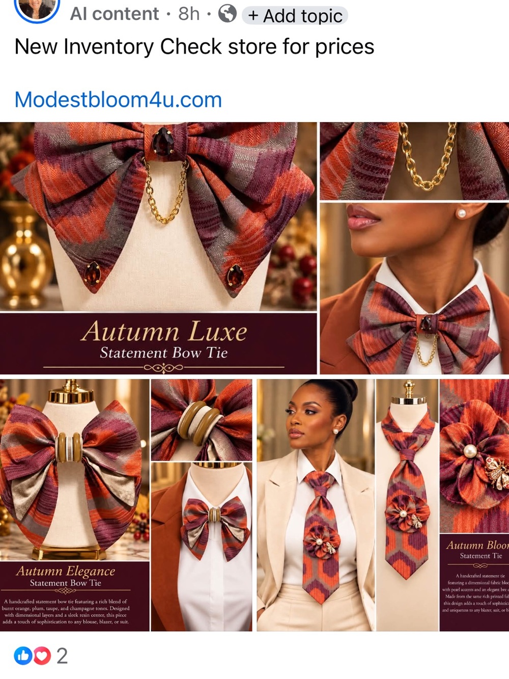 Autumn Luxe Hair Bow - Multicolor Orange & Burgundy